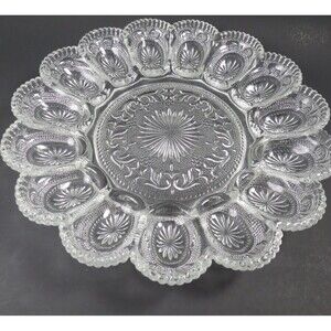 Concord Brockway Clear Deviled Egg Plate  Ornate Design Server or Art Starter